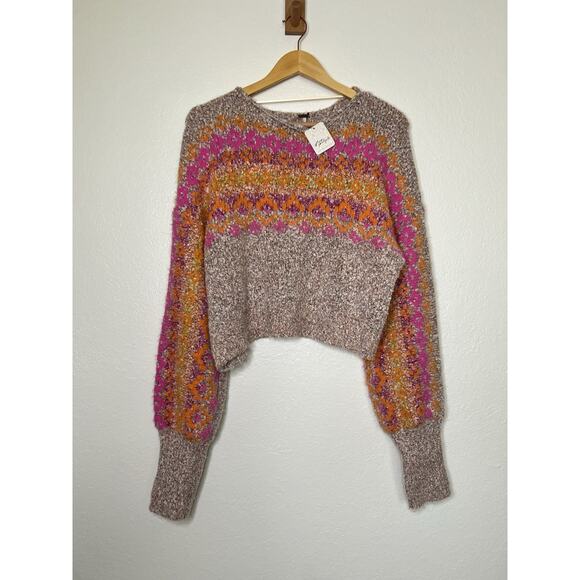 NWT Free People Snowflake Sweater Size Large Rolled Neck Slouchy - Picture 1 of 5